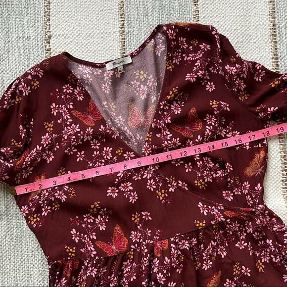 Madewell Tie-Sleeve Wrap Top in Butterfly Sanctuary Women’s Size 2 - Picture 6 of 9